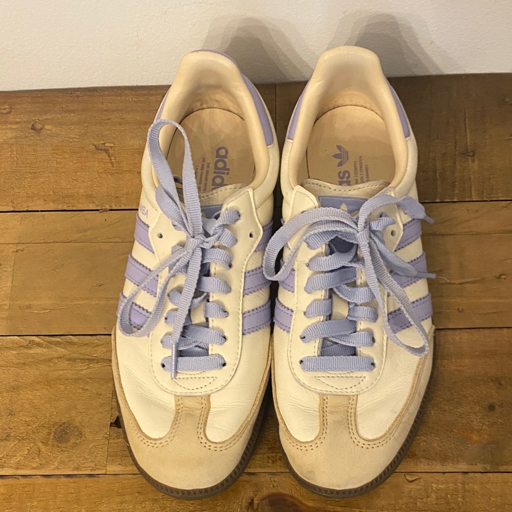 Adidas Cream and Lavender Samba Sneakers